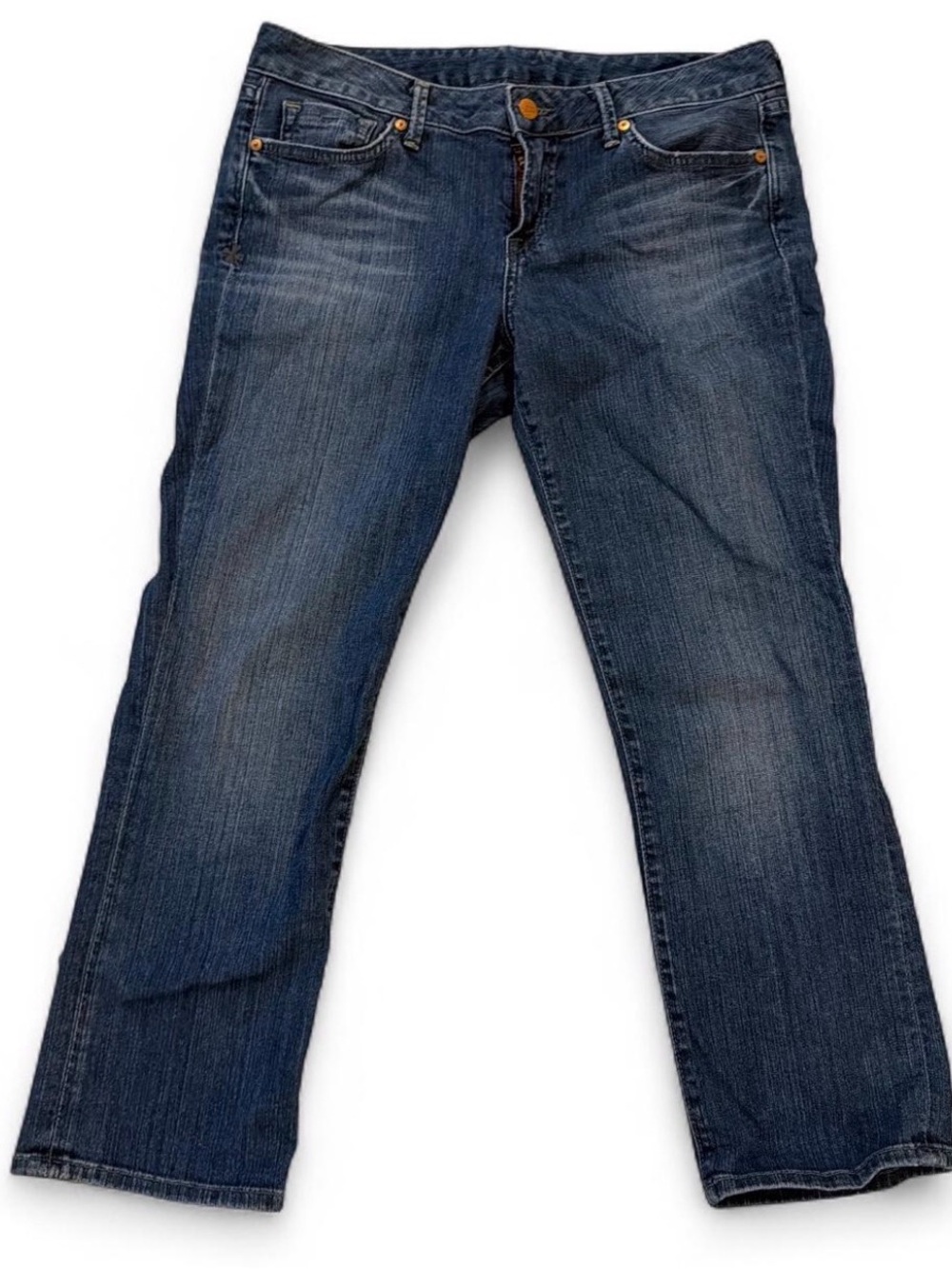 VTG Lucky Brand Jeans Womens 8 Made in USA 25x24 Y2K Blue Denim Crop Ankle Boot